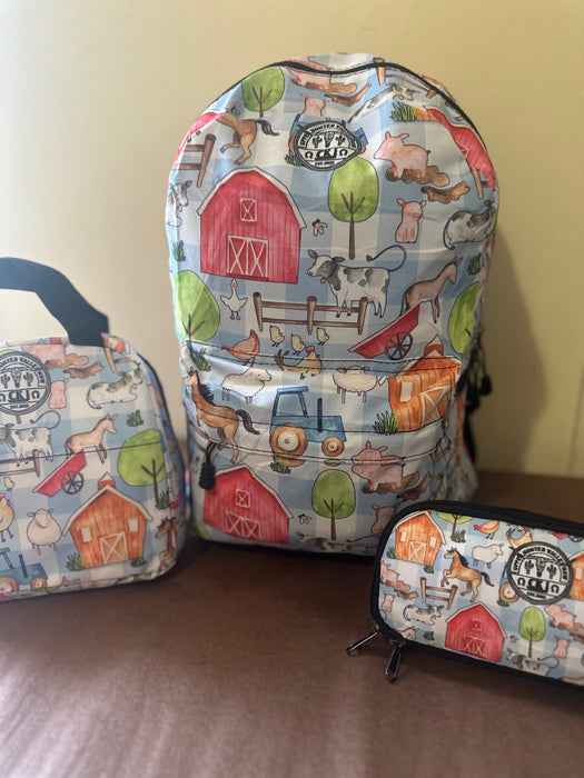 Blue Gingham Farm Backpack With/Without Set