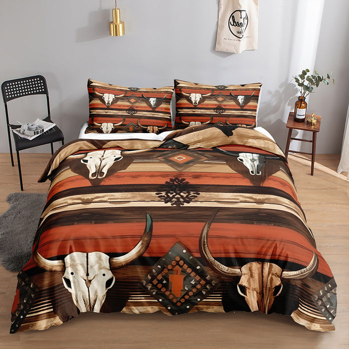Bulls On Rustic Timber Duvet Cover [MADE-TO-ORDER]