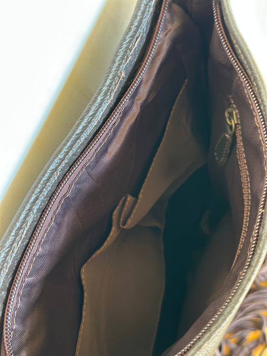 Paxton - Sunflower Tooled Leather & Hide Crossbody Handbag