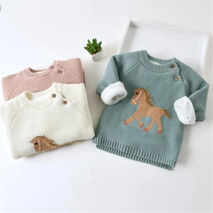 Fleece-Lined Pony Knit Sweater