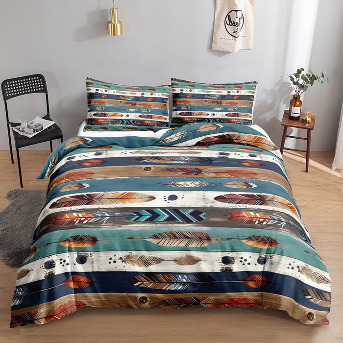 Western Feathers Blue Duvet Cover [MADE-TO-ORDER]