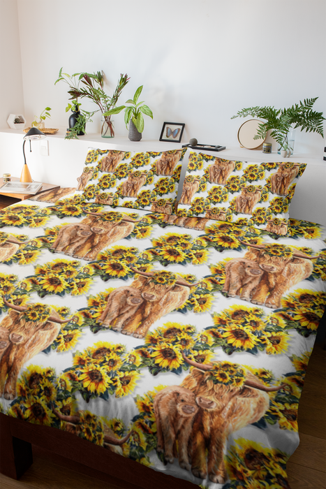 Highland and Sunflowers Duvet Cover Set (PRE ORDER ONLY) [MADE-TO-ORDER]